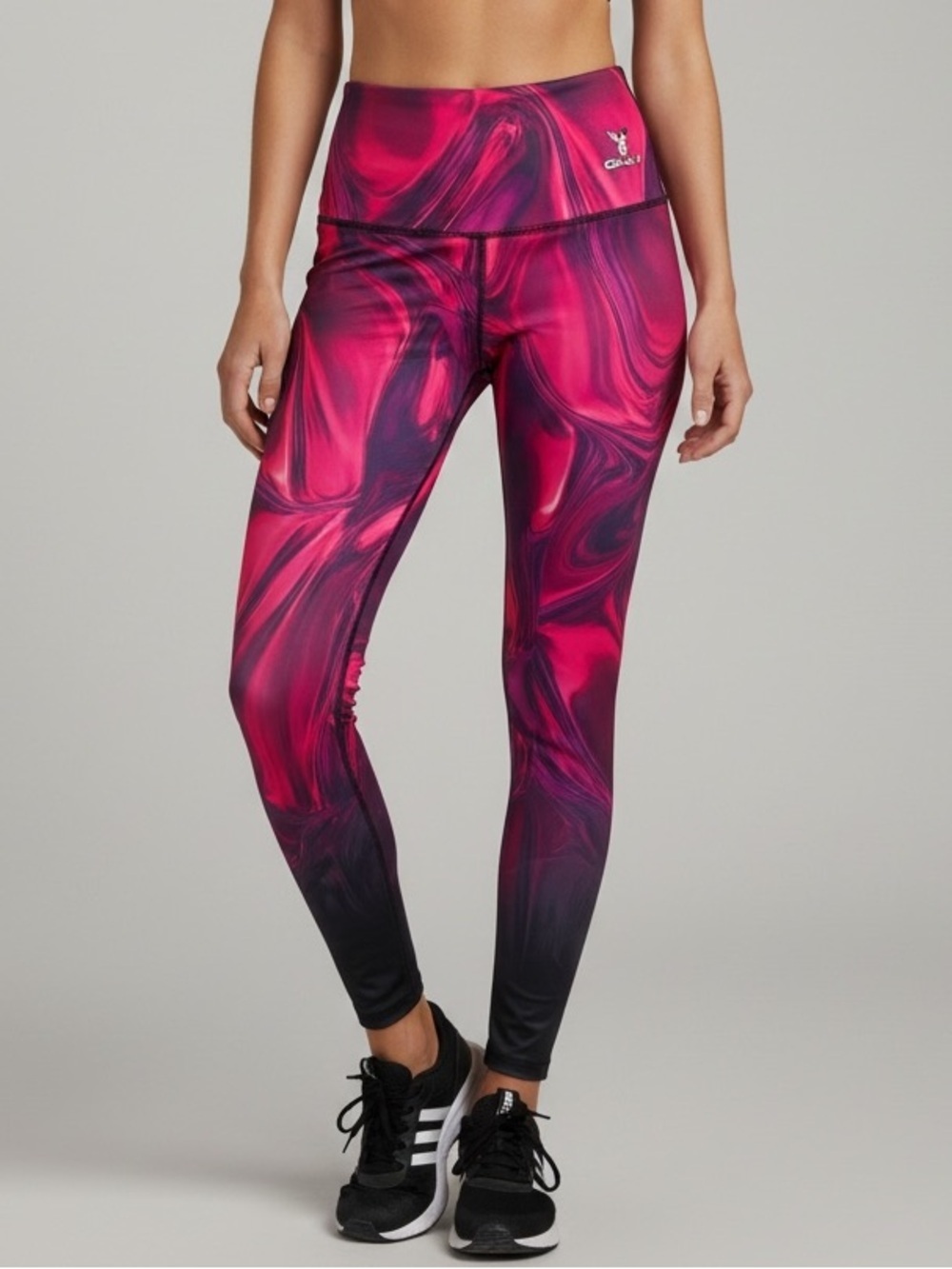 Qualy Couture Leggings Women Pink Purple Marble High Waist Activewear Yoga Gym